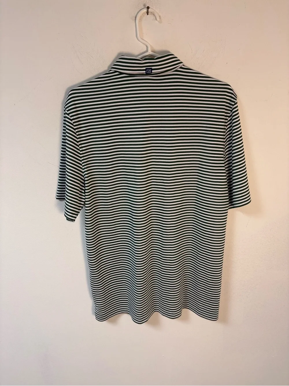 Cutter& Buck Classic Men’s Green & White Stripe Polo Shirt Golf Medium